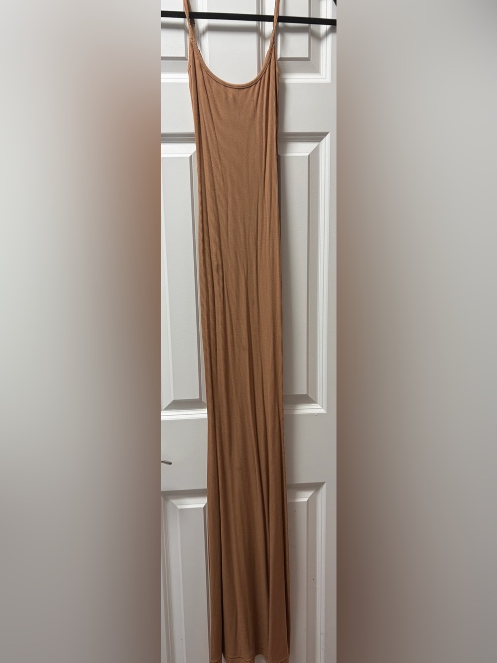 SKIMS Tan Ribbed Maxi Slip dress